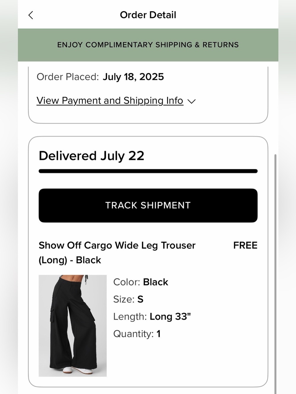 Alo Show Off Cargo Wide Leg Trouser (Long) - Black - Small - Picture 6 of 11